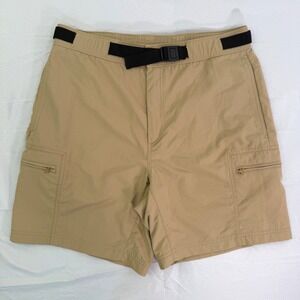 Quest Mens Hiking Shorts Tan Khaki Nylon Belted Cargo Outdoor Utility Size M